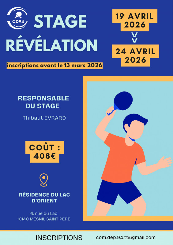 Affiche Stage Révélation – Avril 2026
